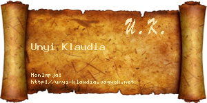 Unyi Klaudia névjegykártya
